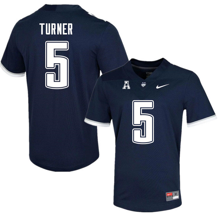 Men #5 Aaron Turner Uconn Huskies College Football Jerseys Sale-Navy